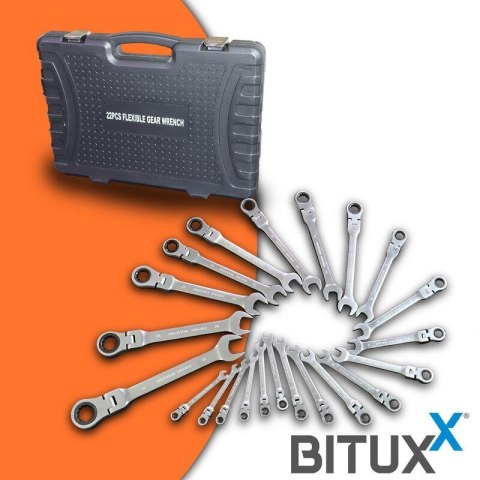 Klucze płasko-oczkowe z grzechotką 22 elementy