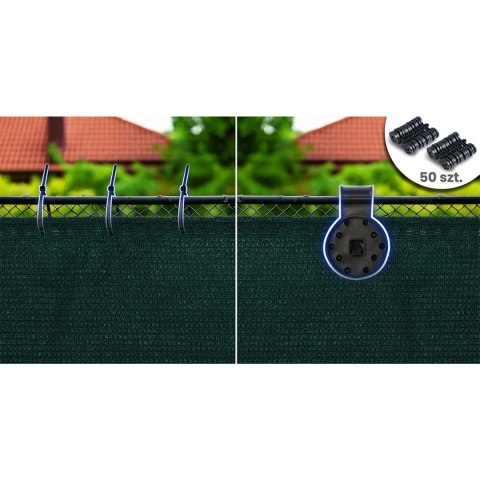 Siatka cieniująca 1,2x50m 110g/m2 + 50 zacisków zielona