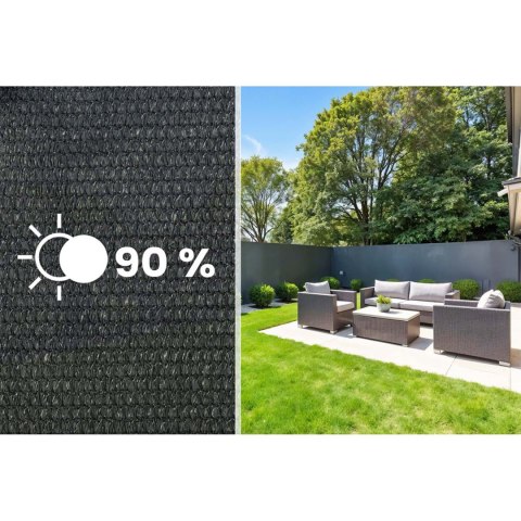 Siatka cieniująca 1,2x50m 140g/m2 + 50 zacisków szara