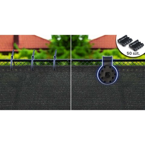 Siatka cieniująca 1,2x50m 140g/m2 + 50 zacisków szara
