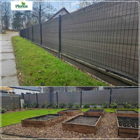 Siatka cieniująca 1,2x50m 140g/m2 + 50 zacisków szara