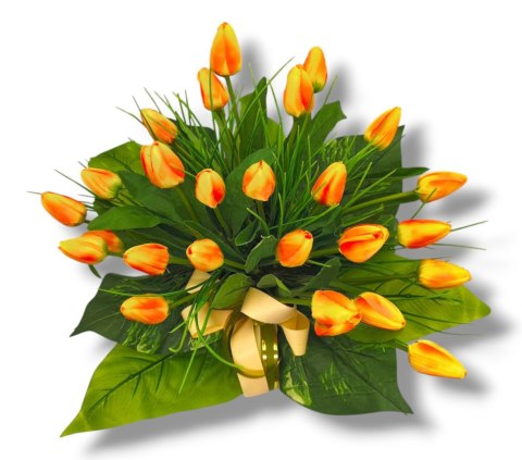 WIOSENNY STROIK NA CMENTARZ KWIATY NA GRÓB POMNIK Z OBCIĄŻENIEM TULIPANY