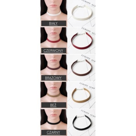 NASZYJNIK CHOKER SKÓRZANY - CZERWONY N480CZE