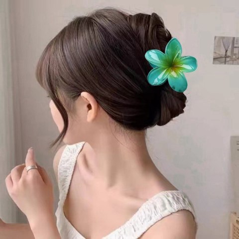 Spinka do włosów klamra XL kwiat niebieski ombre 7,5x8cm SP285