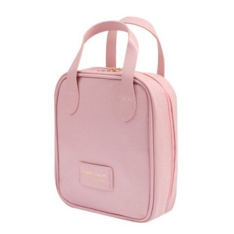Kosmetyczka organizer na kosmetyki z rączką 17x7x19cm różowa KS128R