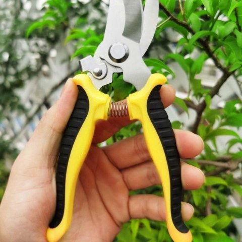 Nożyce ogrodowe do przycinania roślin, sekator ogrodowy żółty KU02