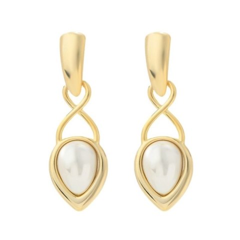 Kolczyki wiszące ze stali szlachetnej platerowane 14k złotem, sztyft, perły KST3340