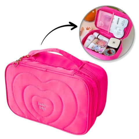 Kosmetyczka damska pikowana kuferek z rączką 24 x 10,5 x 15 cm KS132R