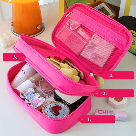 Kosmetyczka damska pikowana kuferek z rączką 24 x 10,5 x 15 cm KS132R