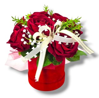 LUKSUSOWY FLOWERBOX CZERWONE RÓŻE W PUDEŁKU NA DZIEŃ MATKI URODZINY IMIENINY