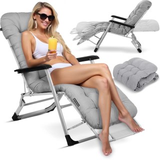 Leżak ogrodowy składany z poduszką Sofotel ChillWell szary