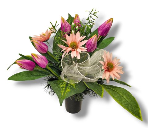 BUKIET WKŁAD DO WAZONU KWIATY NA CMENTARZ GRÓB POMNIK TULIPANY