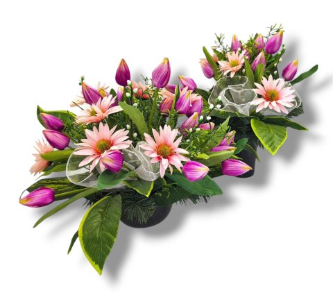 BUKIET WKŁAD DO WAZONU KWIATY NA CMENTARZ GRÓB POMNIK TULIPANY