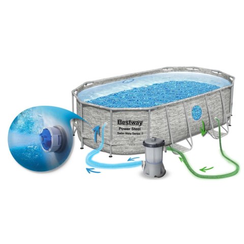 Basen ogrodowy stelażowy 427 x 250 x 100 cm 12w1 Bestway 56714N