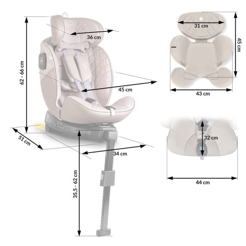 Fotelik samochodowy Nukido Aero Line beżowy 0-36 kg ISOFIX