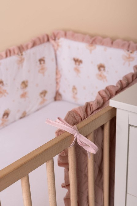 OCHRANIACZ DO ŁÓŻECZKA MUŚLIN BALETNICE RÓŻOWE