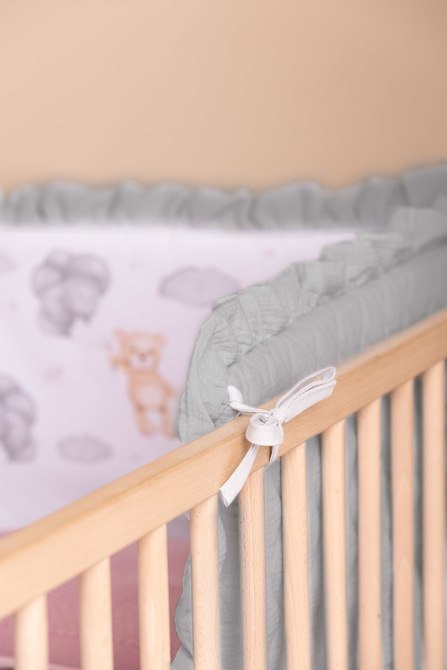 OCHRANIACZ DO ŁÓŻECZKA MUŚLIN TEDDY SZARY