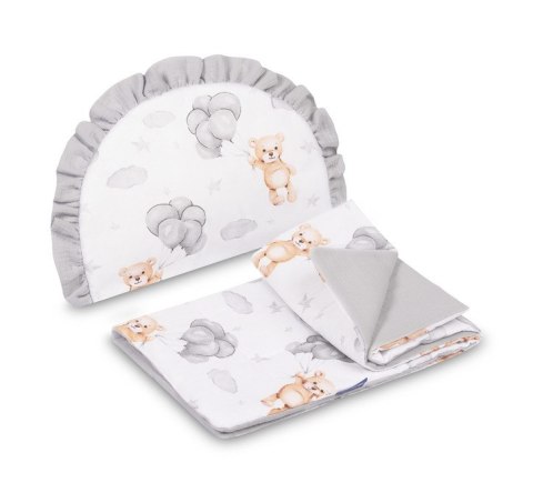 KOMPLET DO WÓZKA MUŚLIN TEDDY SZARY