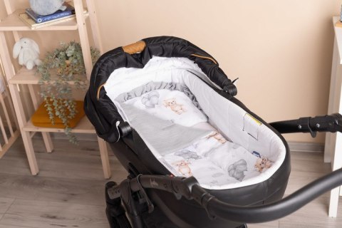 KOMPLET DO WÓZKA MUŚLIN TEDDY SZARY