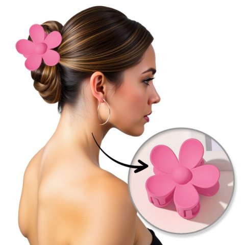 Spinka do włosów klamra XL kwiat różowy 7x7,5 cm SP152CR