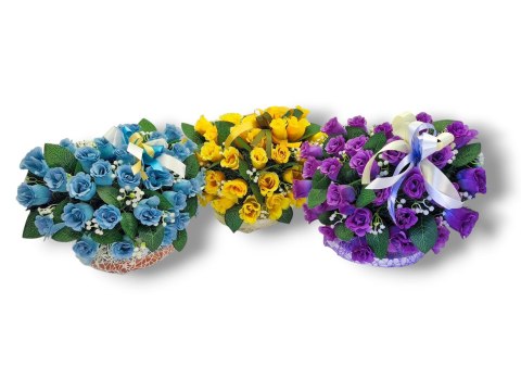 STROIK NA POMNIK SERCE KOMPOZYCJA KWIATOWA NIEBIESKIE RÓŻE SERDUSZKO NA GRÓB