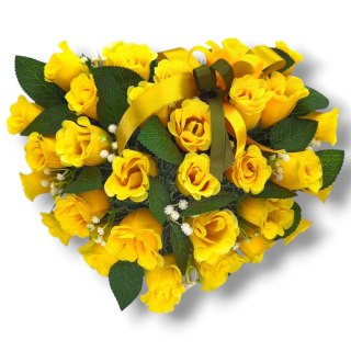 STROIK NA POMNIK SERCE KOMPOZYCJA KWIATOWA ZÓŁTE RÓŻE NA GRÓB