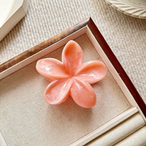 Spinka do włosów klamra XL kwiat, marmurek pomarańcz 7,5 x 8cm SP400