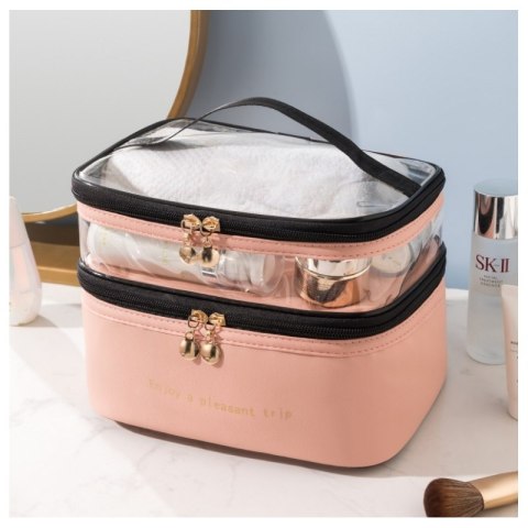 Kosmetyczka rozkładana 2 poziomowa 17x23x15cm różowa KS92WZ4