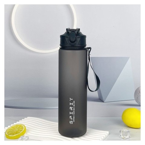 Butelka na wodę, sportowy bidon matowy 1L ombre czarny MAT BD48