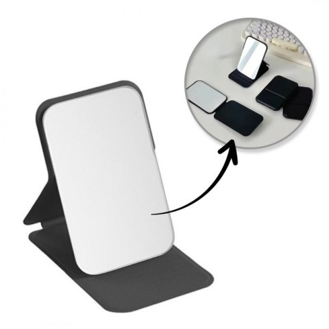 Lusterko kosmetyczne z ekoskóry, otwierane, strojące, do torebki czarne L17CZ