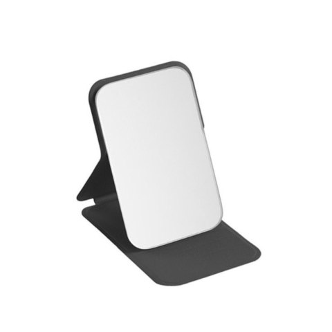 Lusterko kosmetyczne z ekoskóry, otwierane, strojące, do torebki czarne L17CZ