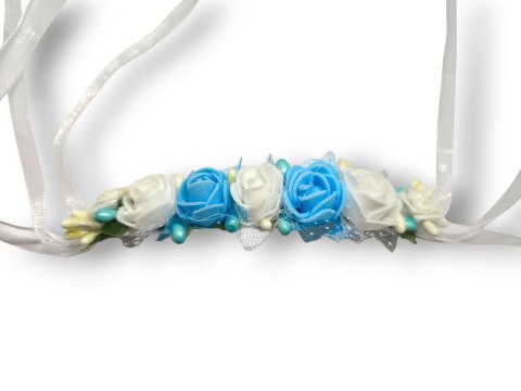 OZDOBA NA ŚWIECE DO CHRZTU PROFITKA DEKORACJA ŚWIECY Z KWIATUSZKÓW