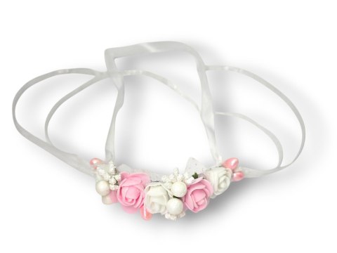 OZDOBA NA ŚWIECE DO CHRZTU PROFITKA DEKORACJA ŚWIECY Z KWIATUSZKÓW