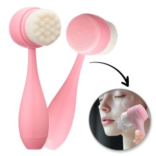 Szczotka do mycia twarzy dwustronna, oczyszczająca, miękka, silikonowa 14,5cm SCZ13R