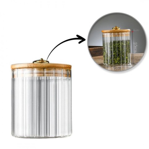 Cukiernica, pojemnik ryflowany z przykrywką bambusowa, rozm. S, 550 ml 1szt SZK167