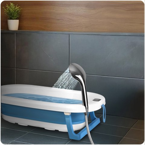 Wanienka dla dzieci, niemowląt z termometrem i wkładką RK-287 biało-niebieska