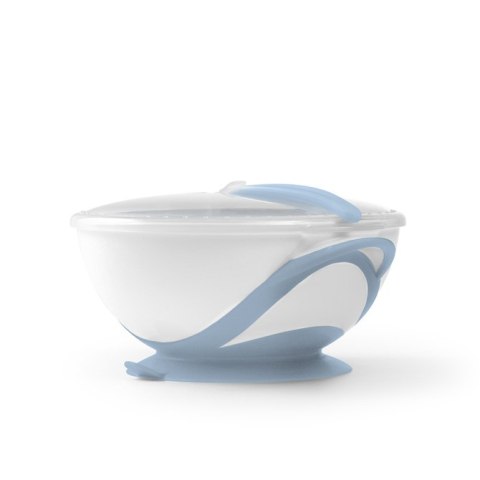 1063/05 MISECZKA Z PRZYSSAWKĄ I ŁYŻECZKĄ BIAŁO-NIEBIESKA