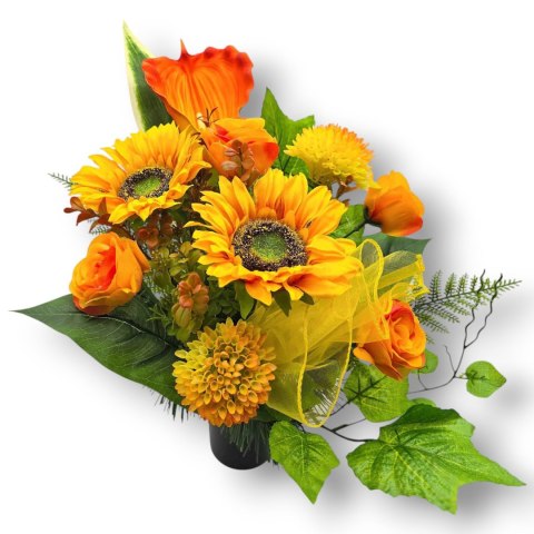 BUKIET WKŁAD DO WAZONU KWIATY NA CMENTARZ GRÓB POMNIK SŁONECZNIKI