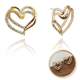 Kolczyki SERCA ze stali szlachetnej platerowane 14k złotem, cyrkonie, sztyft srebro S925 KST3331