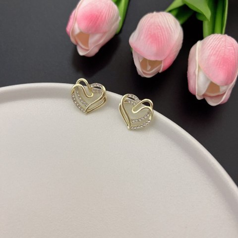 Kolczyki SERCA ze stali szlachetnej platerowane 14k złotem, cyrkonie, sztyft srebro S925 KST3331