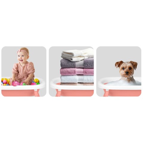 Wanienka składana dla dzieci, niemowląt z termometrem i wkładką Ricokids RK-287 biało-różowa