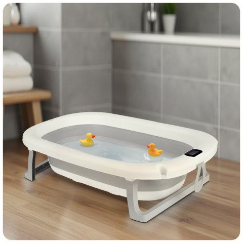 Wanienka składana dla dzieci, niemowląt z termometrem i wkładką Ricokids RK-287 biało-szara