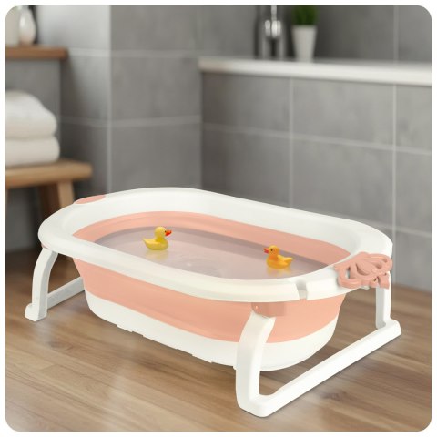 Wanienka składana dla dzieci, niemowląt z wkładką Ricokids RK-286 biało-różowa