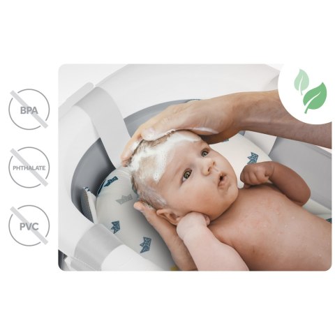 Wanienka składana dla dzieci, niemowląt ze stelażem, termometrem i wkładką Ricokids RK-287 biało-szara