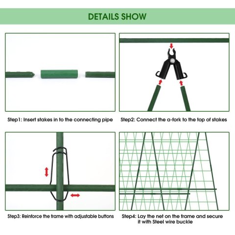 Składana kratka, podpórka, siatka do ogórków, pomidorów 120 x 120cm OA03