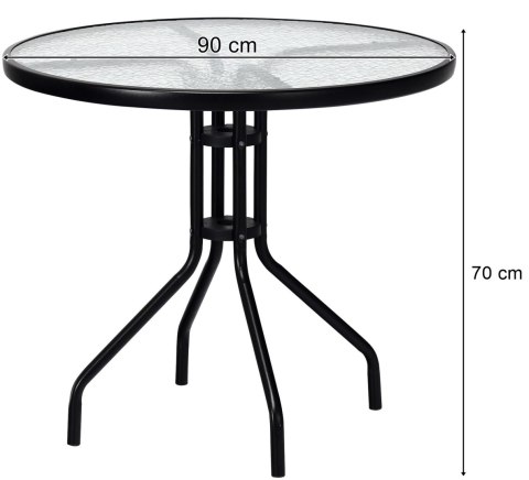 Stół okrągły ISLAND 90cm + 4x Krzesło SOFIA czarne