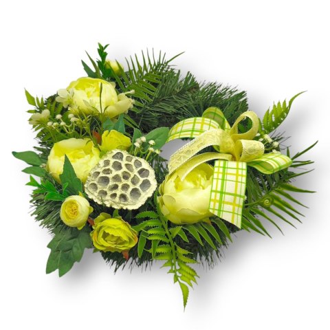 OKRĄGŁY STROIK WIĄZANKA WIANEK NA CMENTARZ DEKORACJA POD ZNICZ