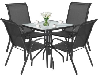 Stół kwadrat ISLAND 70cm + 4x Krzesło SOFIA ciemny szary