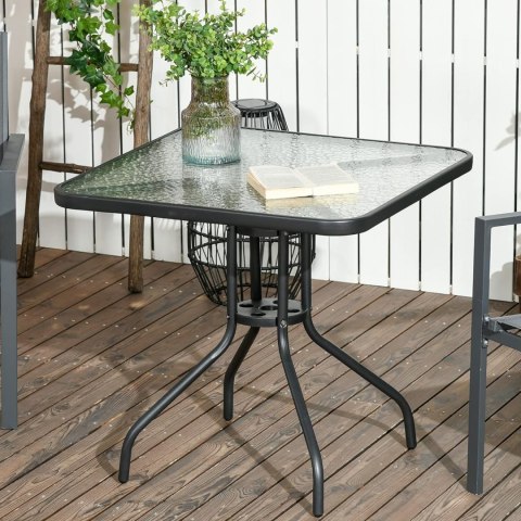 Stół kwadrat ISLAND 70cm + 4x Krzesło SOFIA ciemny szary