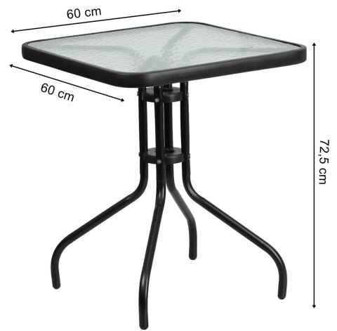 Stół kwadratowy ISLAND 60cm + 2x Krzesło SOFIA czarne